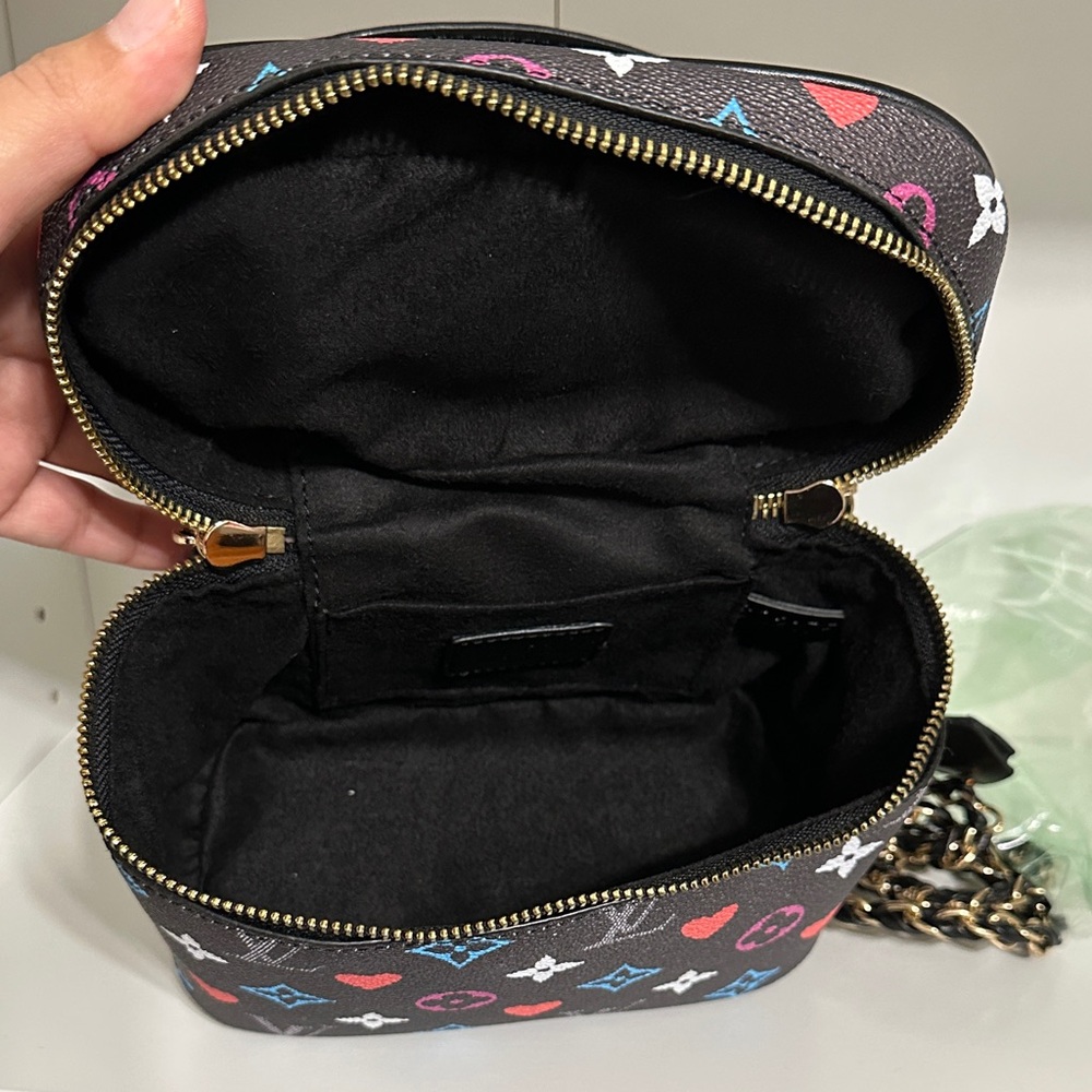 Black Multicolor Flowers Cosmetic Bag - Picture 11 of 16